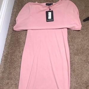 Baby pink Pretty Little Thing Caped Maxi dress